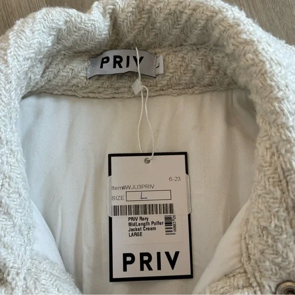 PRIV NWT Rory Mid-Length Puffer Shacket - Cream Large - Picture 4 of 7